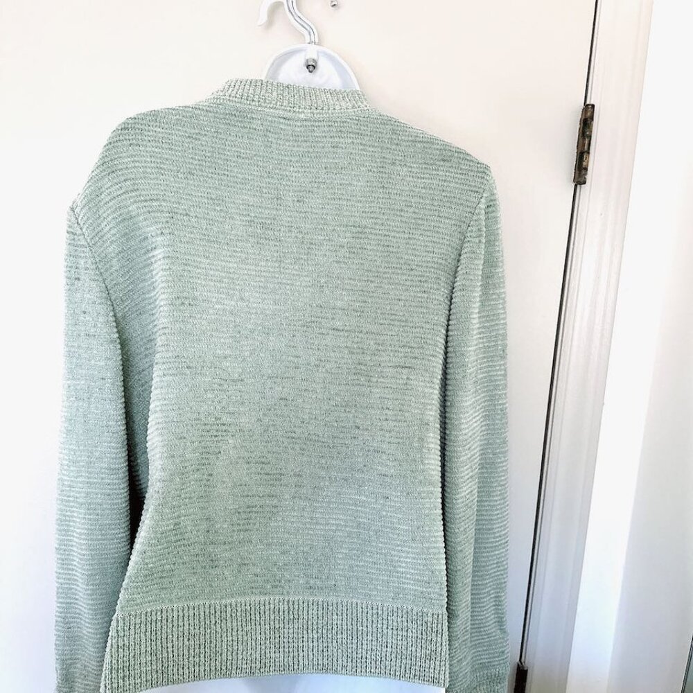 ST JOHN COLLECTION SPORT CHENILLE MINT GREEN MATCHING WIDE LEG PANTS SZ M 6 - Picture 7 of 16